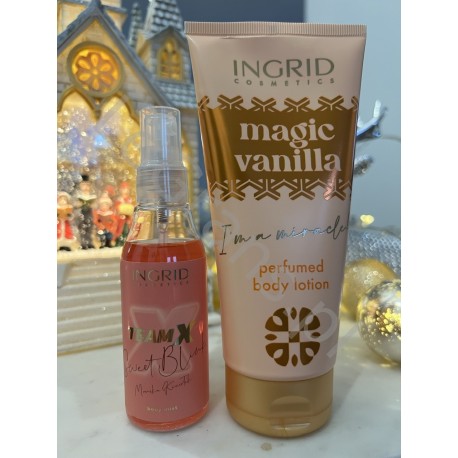Magic Vanilla Perfumed Lotion + Sweet Blink INGRID Body Mist Set 200 ml and 75 ml.